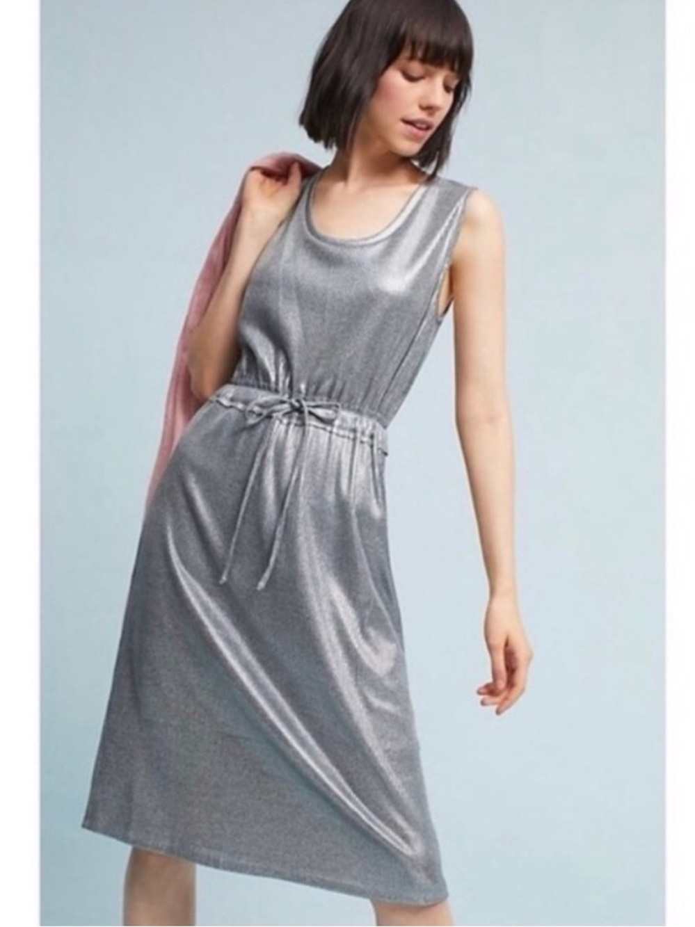 Anthropologie Silver Metallic Sleeveless dress - Dolan Left Coast Collection XXS